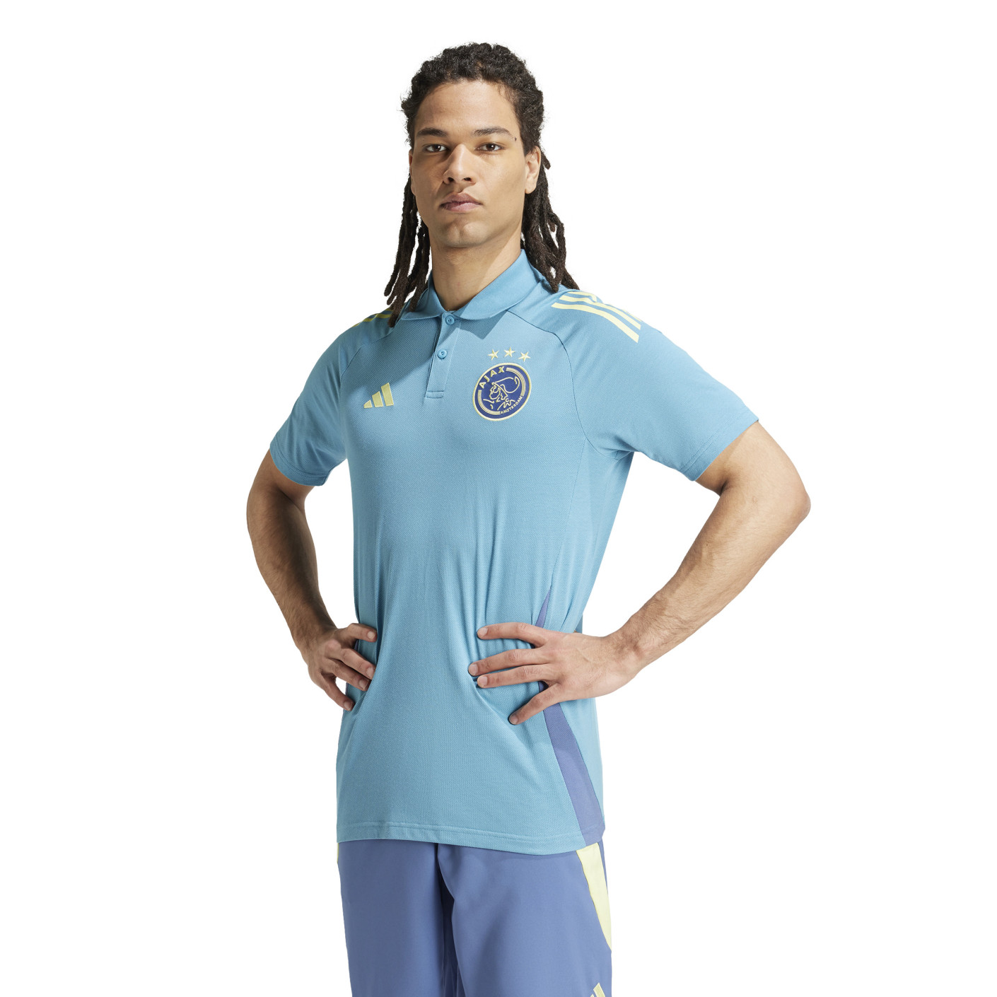 Adidas Ajax Polo 2024-2025 Lichtblauw Blauw Geel