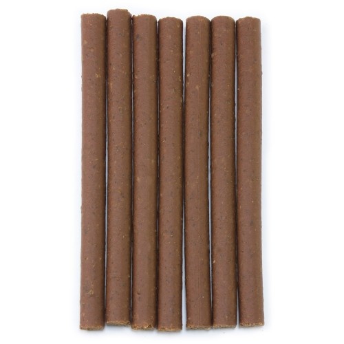Palitos de carne macia para cães, sabor carne bovina.