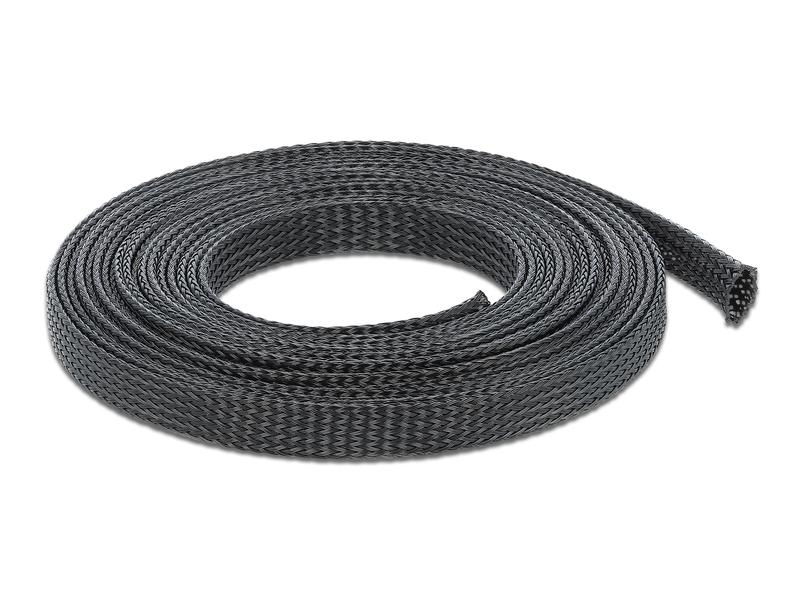 Delock Kabelschlauch 10mx12mm, dehnbar Schwarz Delock Geflechtschlauch dehnbar 10 m x 12 mm schwarz