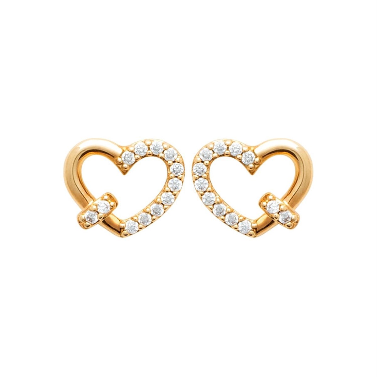 Boucles d'oreilles coeur et anneau d'oxydes de zirconiums Plaqué OR 750 3 microns