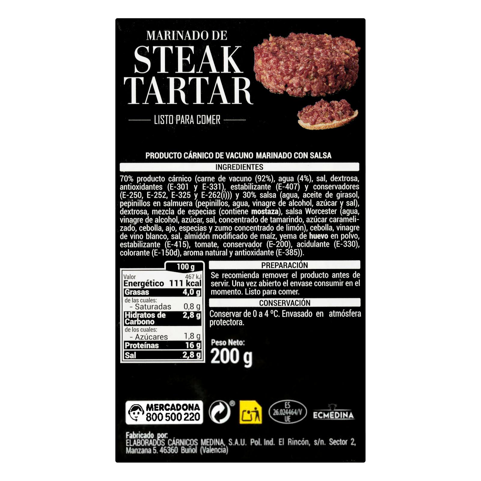 Steak tartare de bœuf mariné