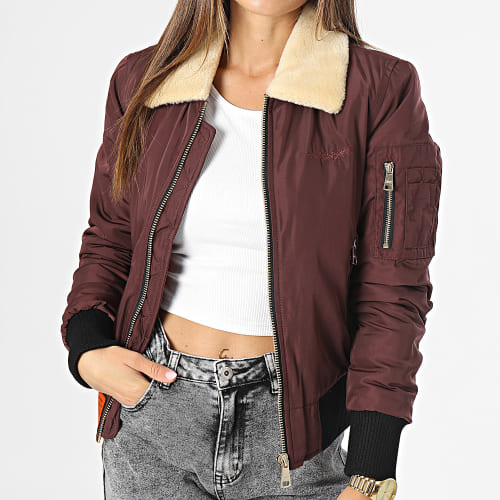 Bomber Femme Col Mouton Barcelone Bordeaux