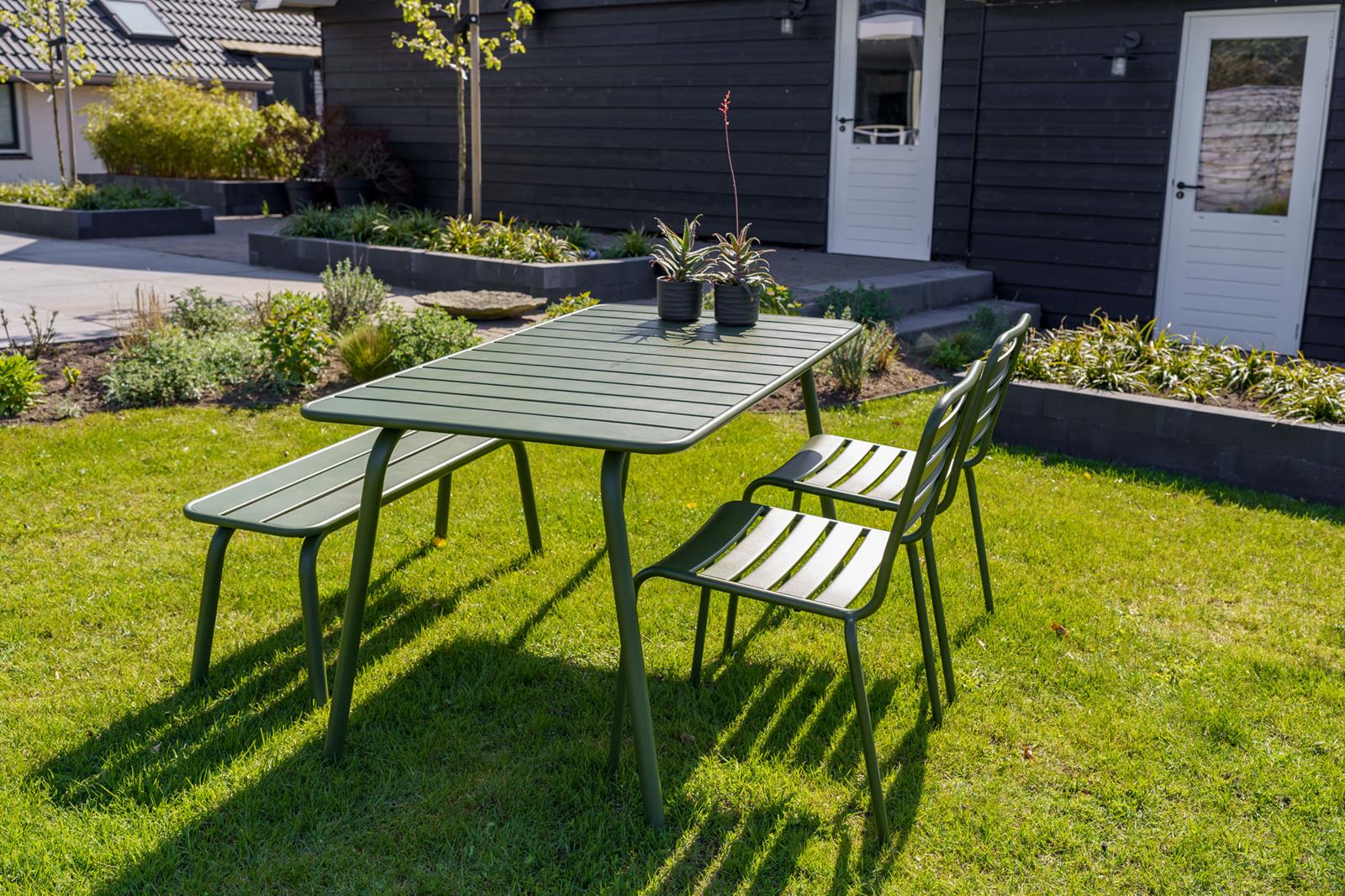 Metalen tuinset Max olijfgroen 150 cm