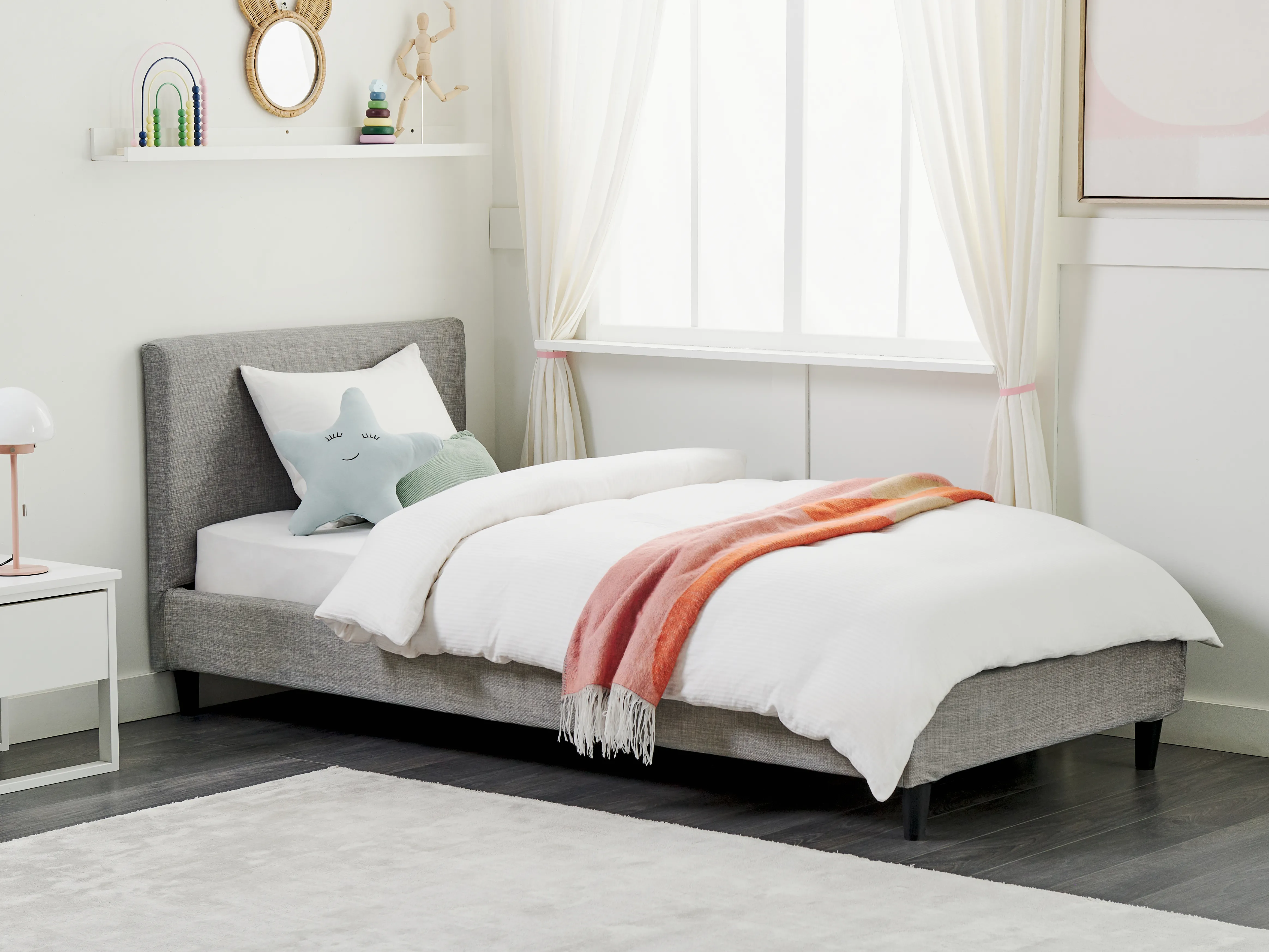 Bed Stof FITOU 90 x 200 cm Lichtgrijs