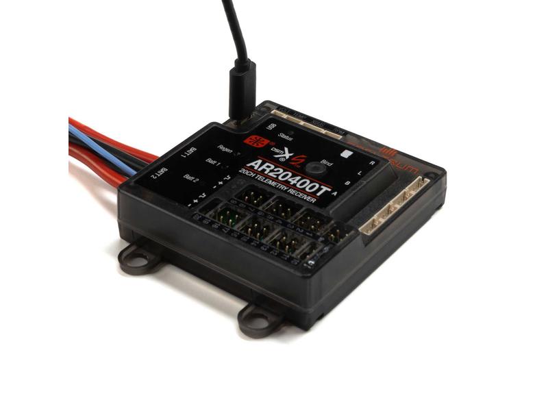 Spektrum Empfänger AR20400T Powersafe 20-Kanal DSMX Telemetriefähiger Empfänger mit Akkuweiche und 3 Satellitenempfänger