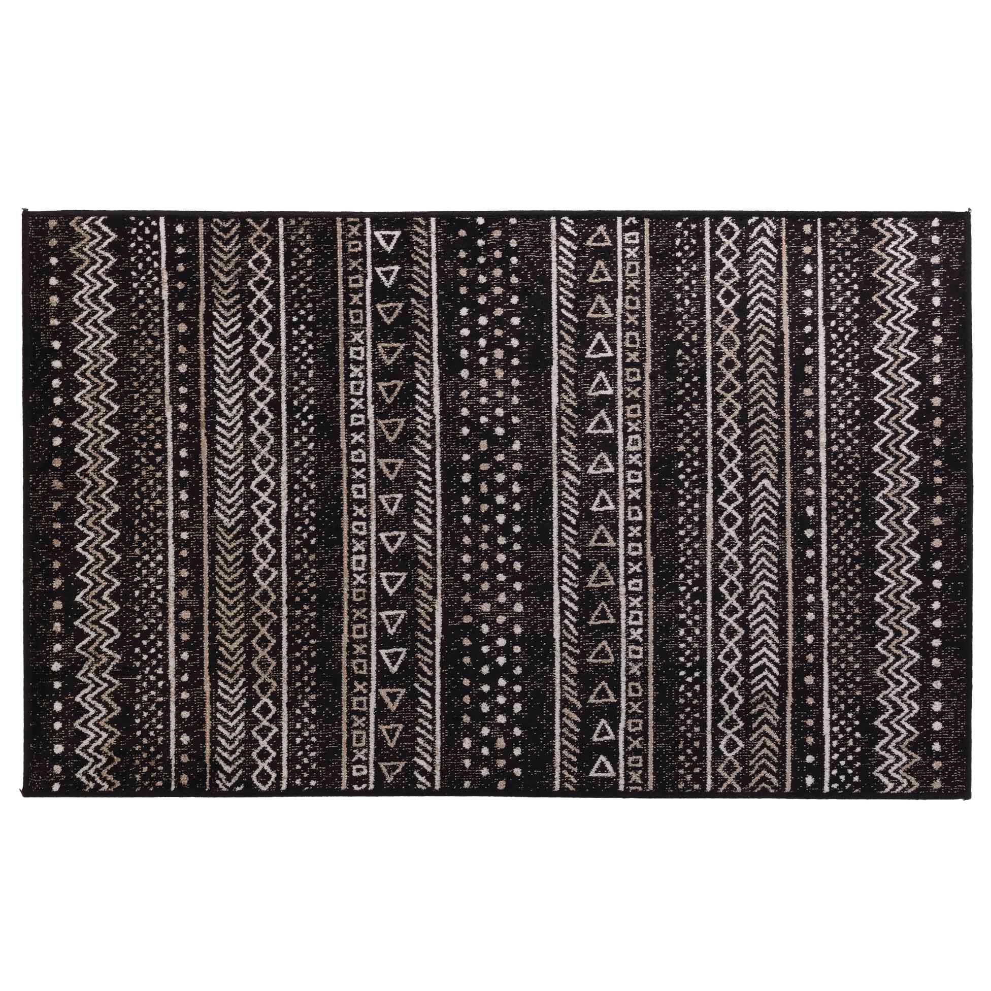 TAPIS RECTANGLE 68X110CM VISCOSE TISSEE TALLULAH NOIR
