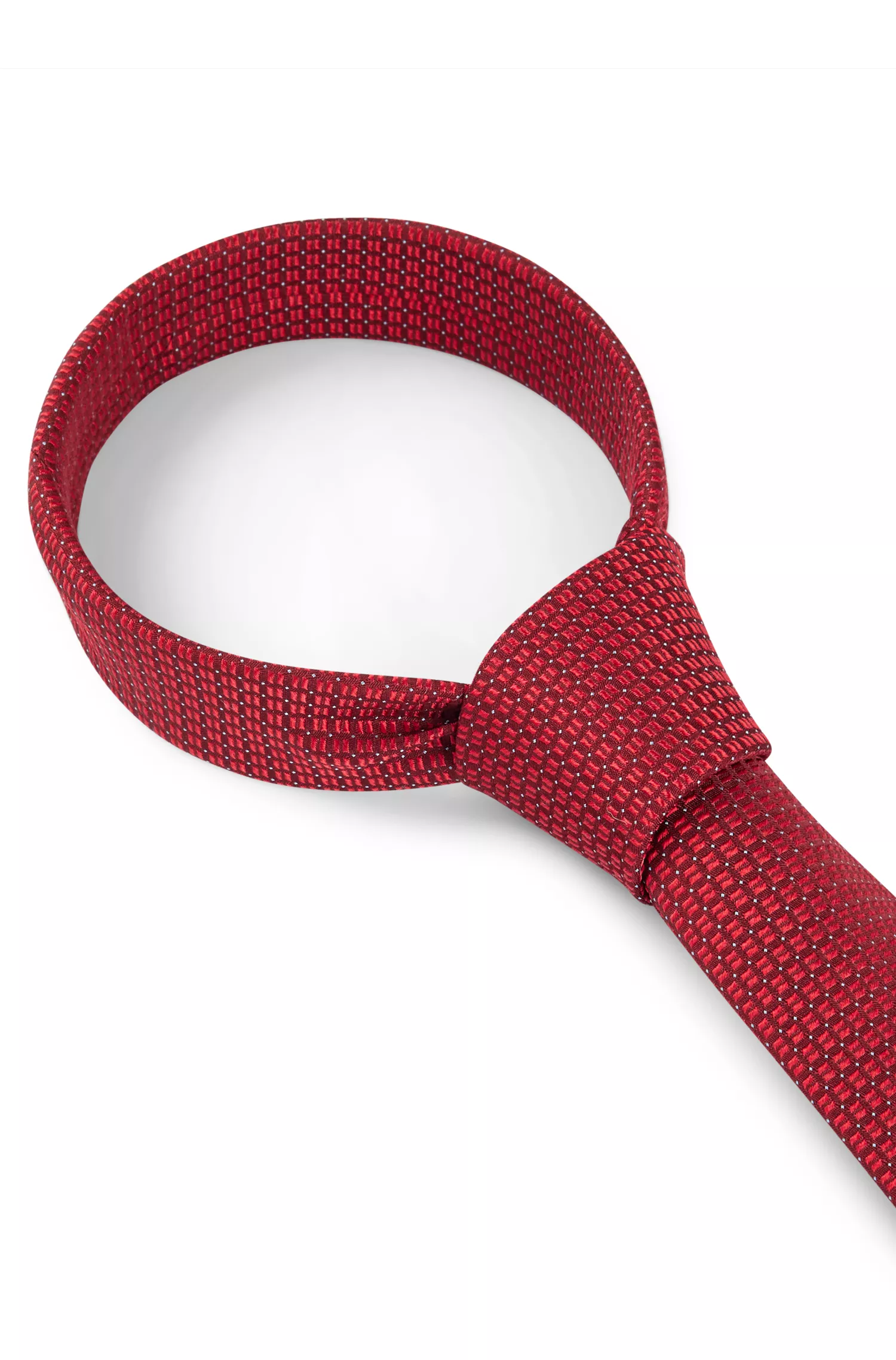 Gravata HUGO em jacquard de seda vermelha com estampa moderna.