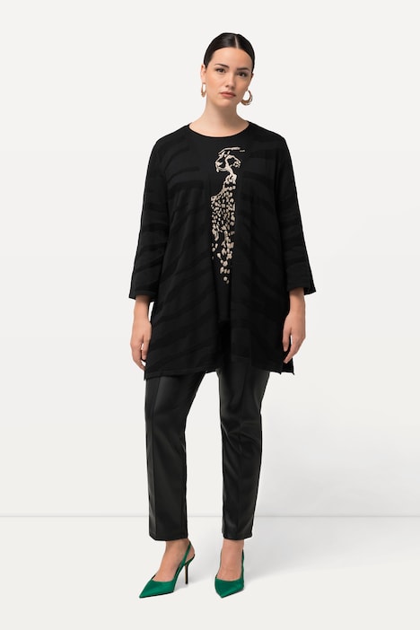 Jacquard-Strickjacke, Zebramuster, V-Ausschnitt