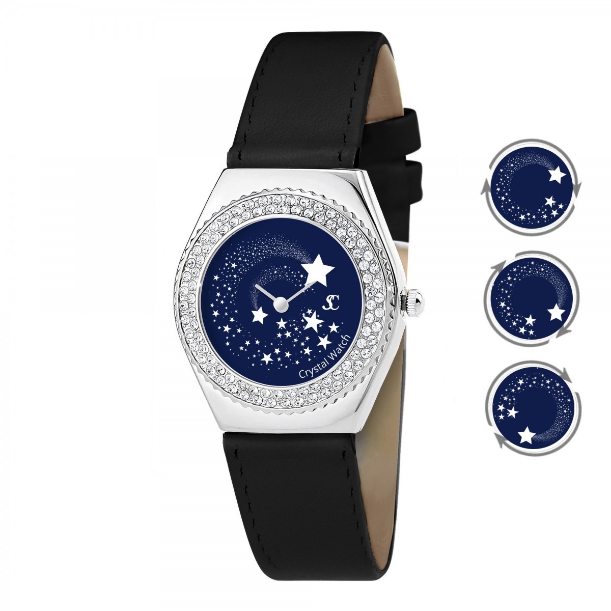 Montre Alysson étoiles à mouvement tournant SC Crystal ornée de Cristaux scintillants