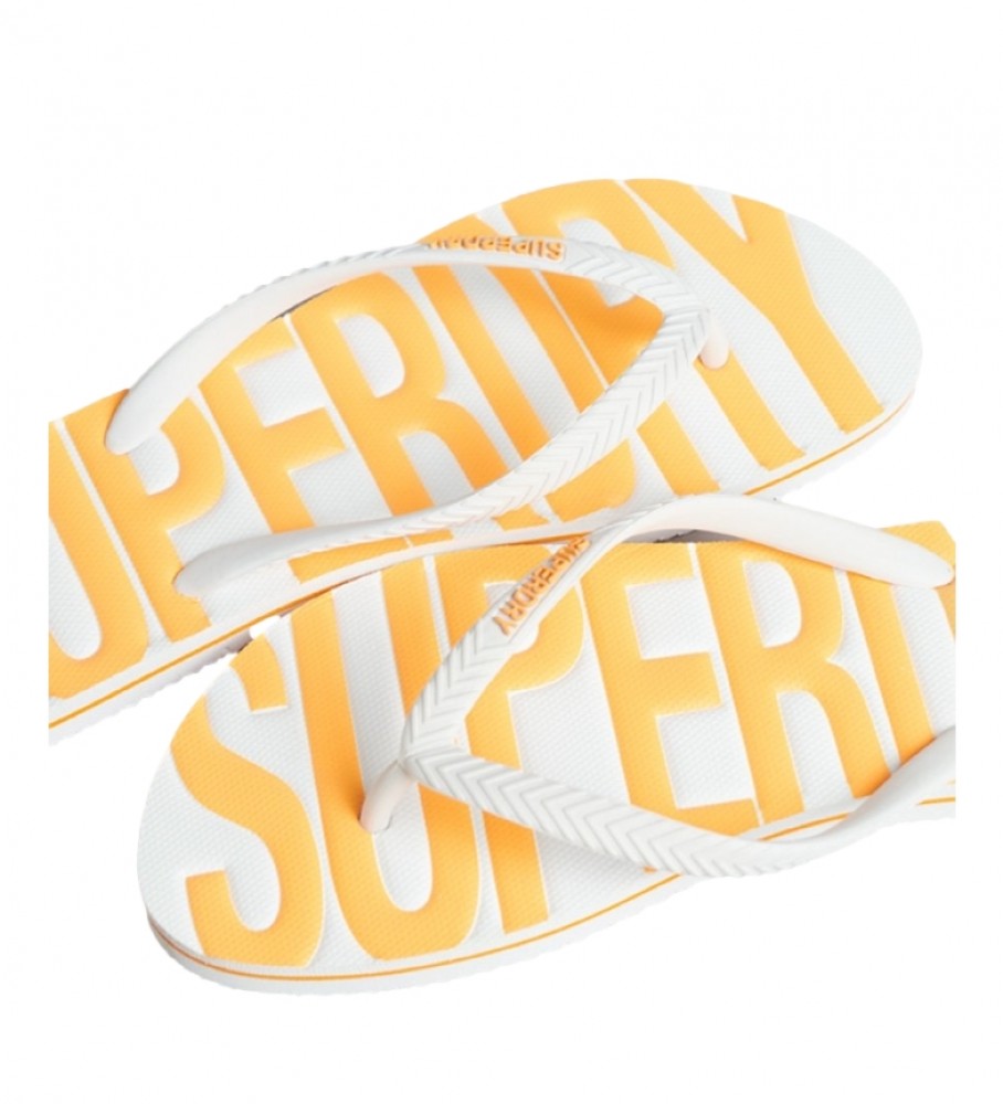 Chinelo vegano Superdry com logo vintage, branco.