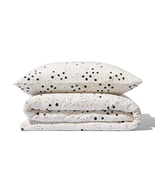 housse de couette enfant 140x200 flanelle pois blanc