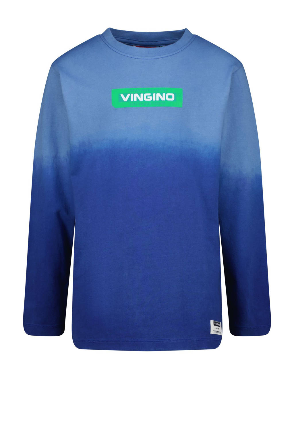 Vingino longsleeve Jolk met logo blauw/lichtblauw