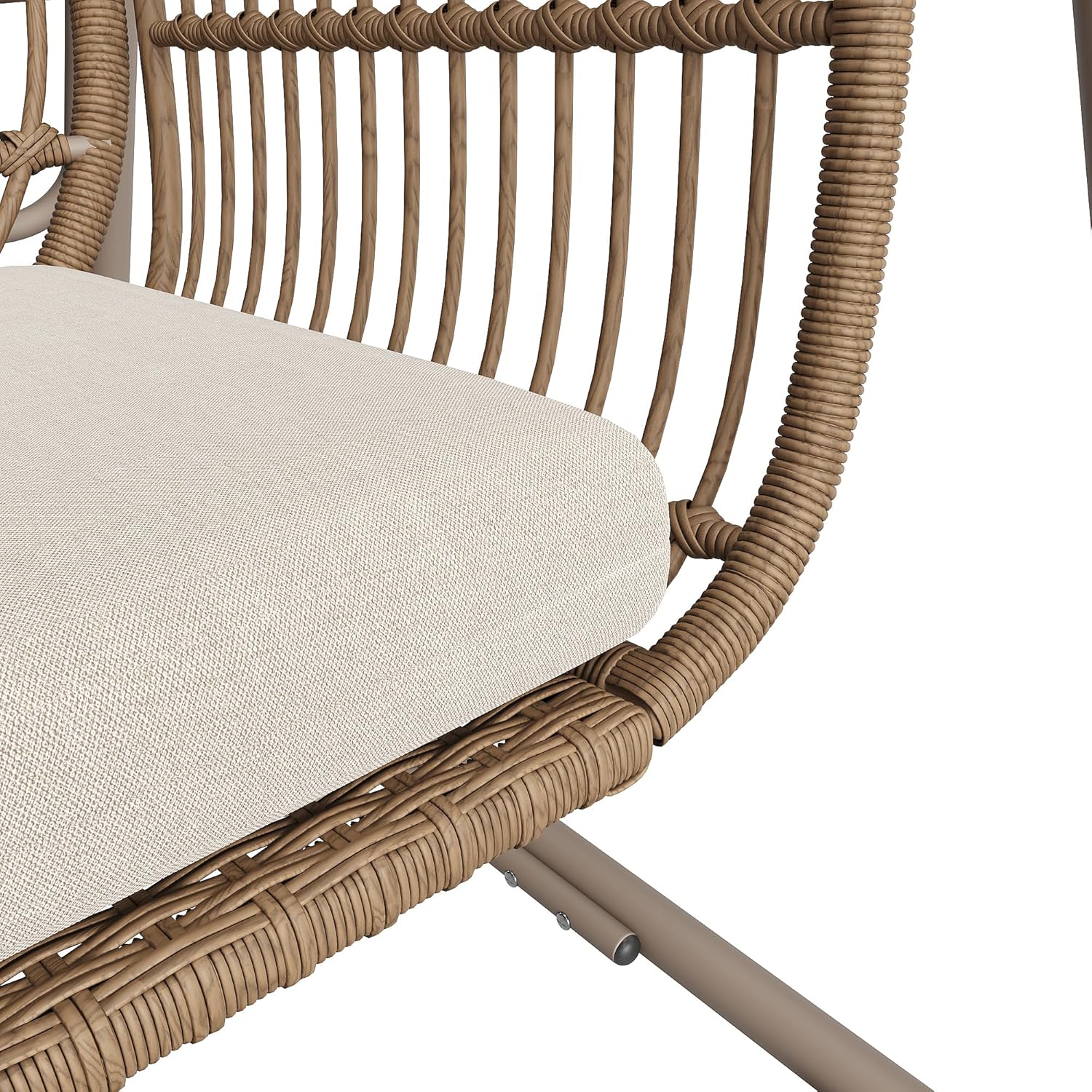 Gartenschaukel, Hollywoodschaukel mit Rückenlehne, Gartenmöbel-Set für den Außenbereich,Doppelschaukel aus PE-Rattan, 2 Sitze, Brauner Sitzrahmen und beiges Kissen