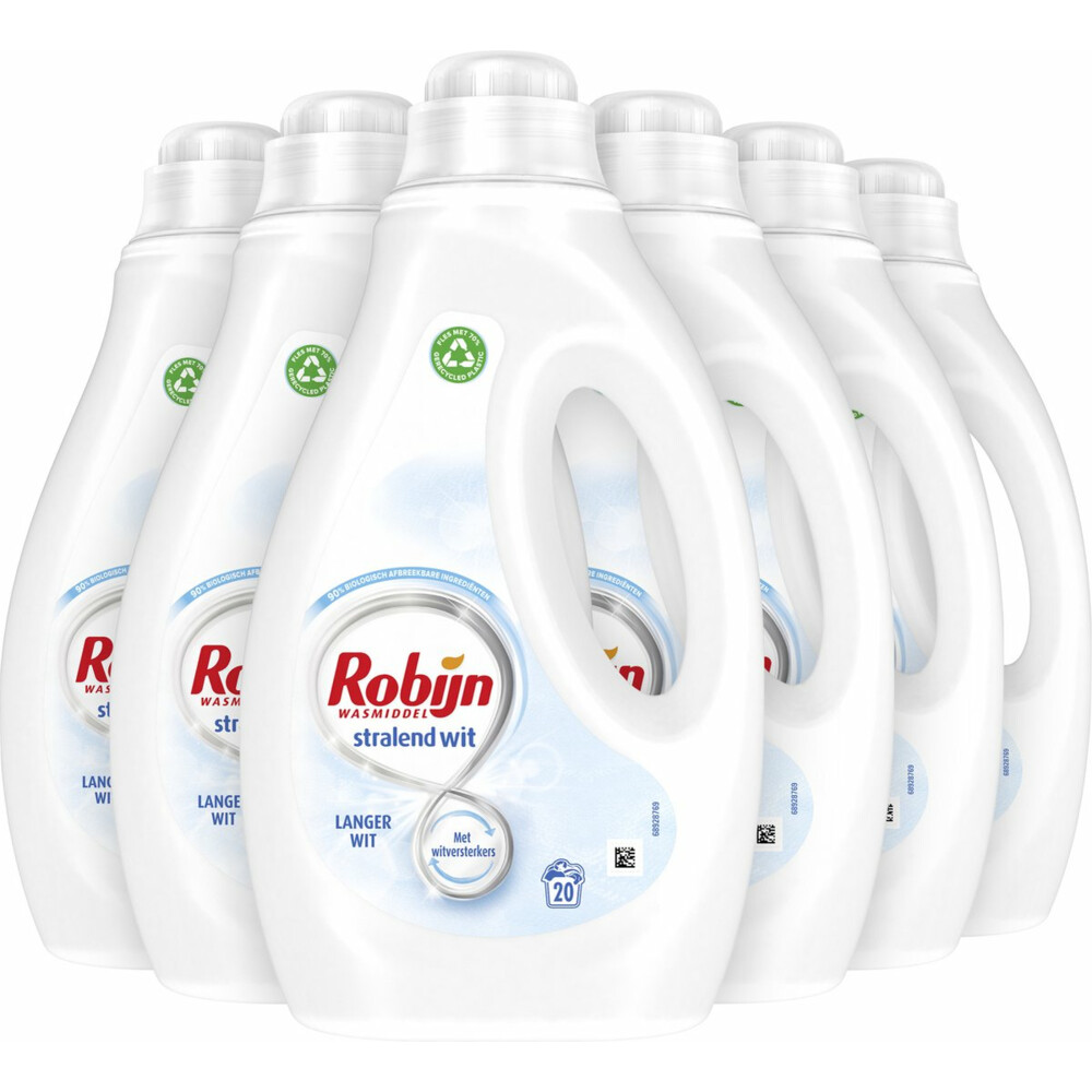 6x Robijn Vloeibaar Wasmiddel Stralend Wit 20 Wasbeurten1 liter