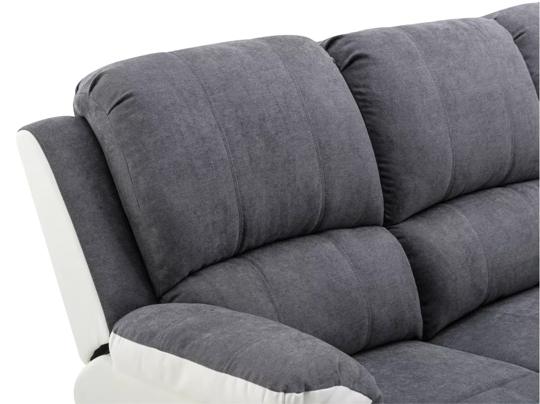 Canapé 3 places relax en microfibre et simili gris et blanc BRODY