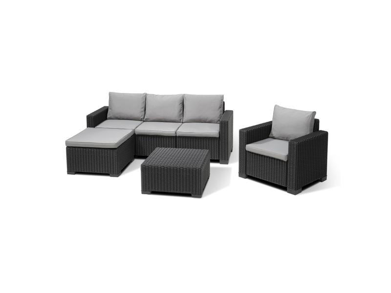 AlliBERT California 3er Sofa, Graphit, inkl. Kissen Outdoor-Sofa