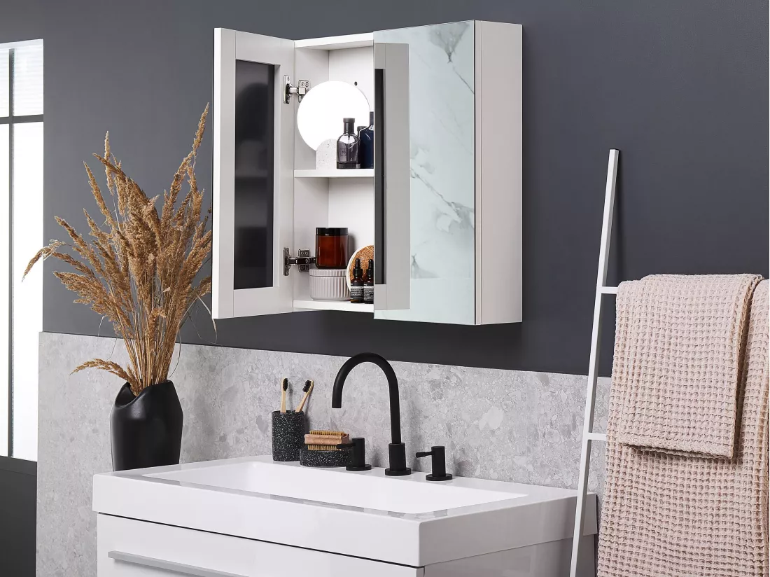 Armoire de toilette murale NAVARRA 60 cm 60 cm Blanc
