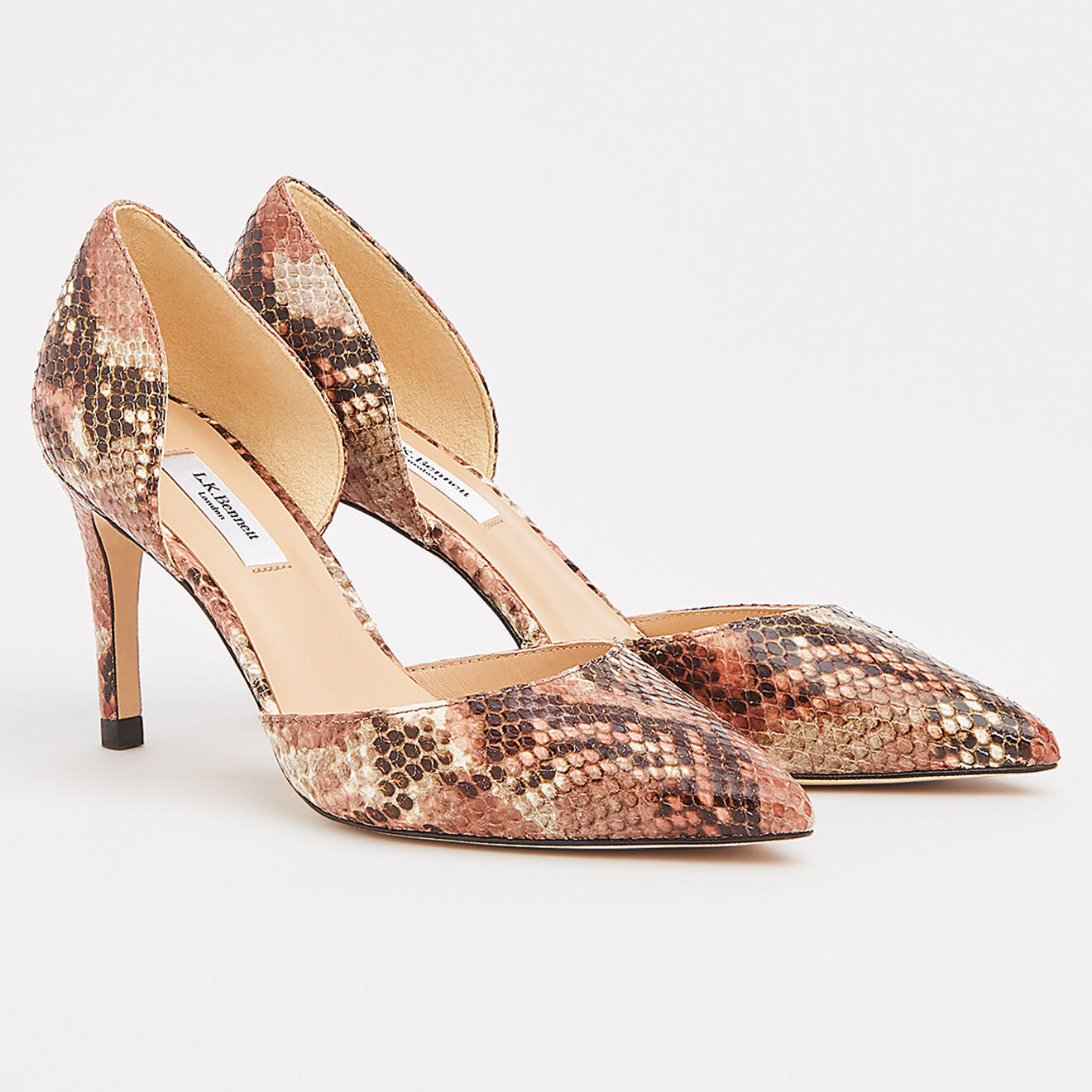 L.K. Bennett Escarpins en Cuir serpent Flossie roses - Talon 8,5 cm
