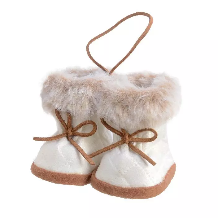 Paire d'après-skis Fourrure de Noël (H7 cm) Marron