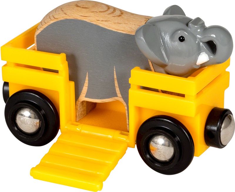 BRIO - Wagon met Olifant - Speelgoed - Geel - Hout