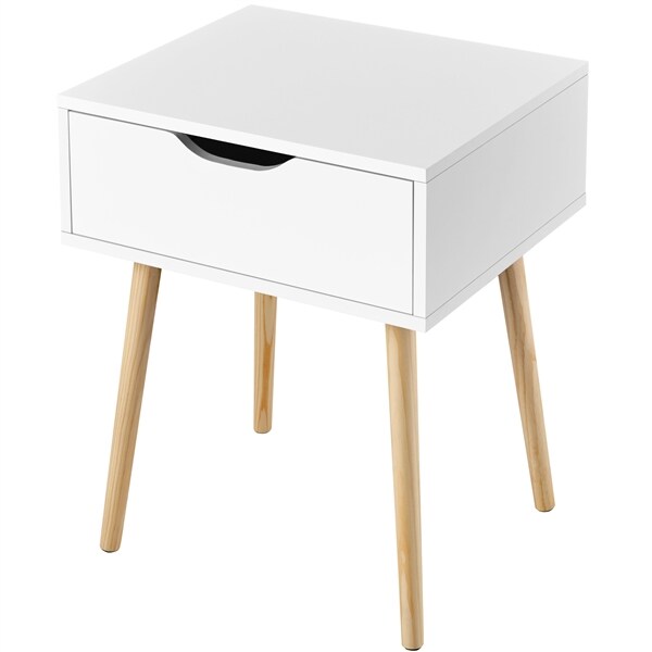 Yaheetech Nachttisch Nachtkommode nordisch Beistelltisch Kiefernholz Stoffschublade Massiv Kommode Sideboard Couchtisch mit 4 Füßen