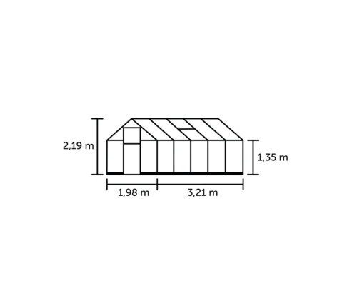Halls Qube 610 kas, 6,4 m², 3 mm veiligheidsglas, 198 x 321 cm, zwart