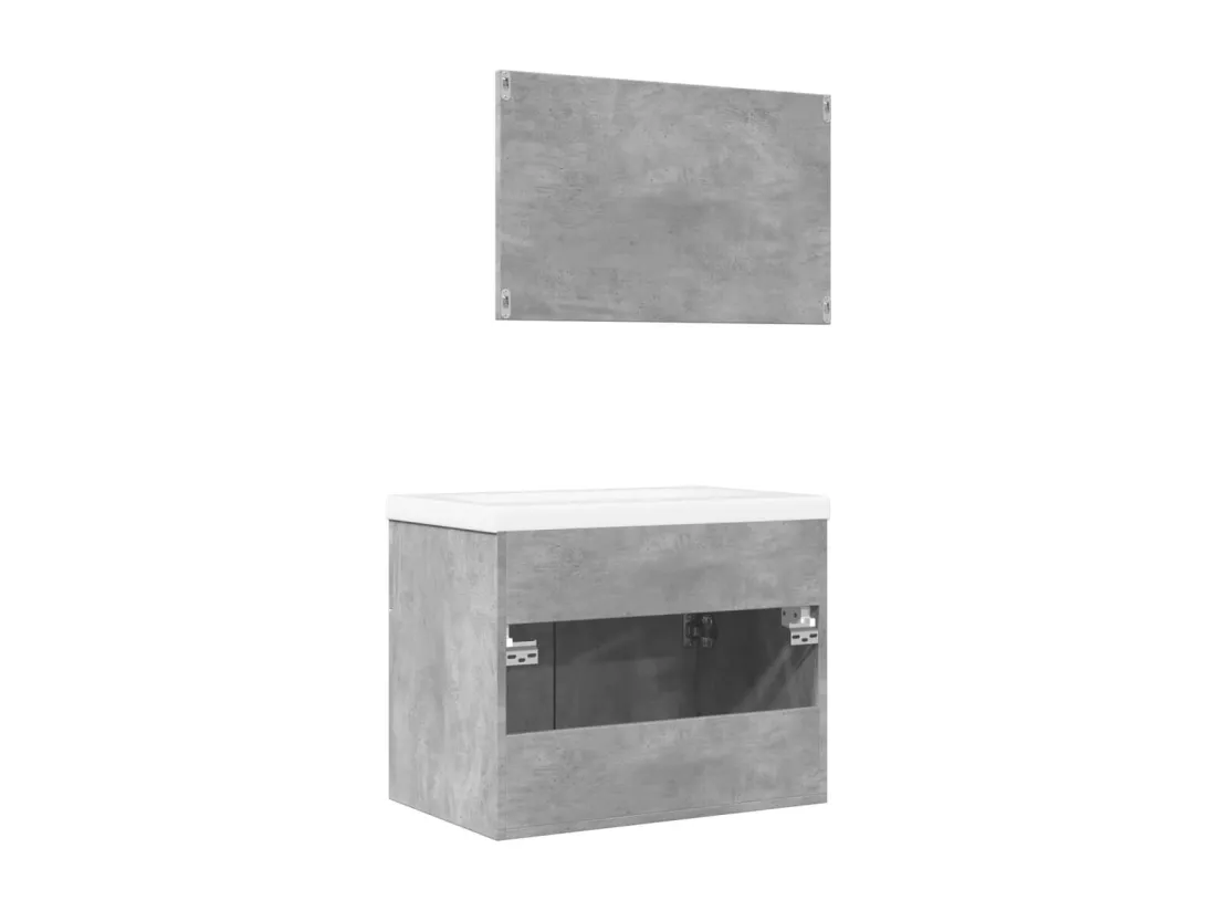 Ensemble de meubles de salle de bain 3 pcs gris béton