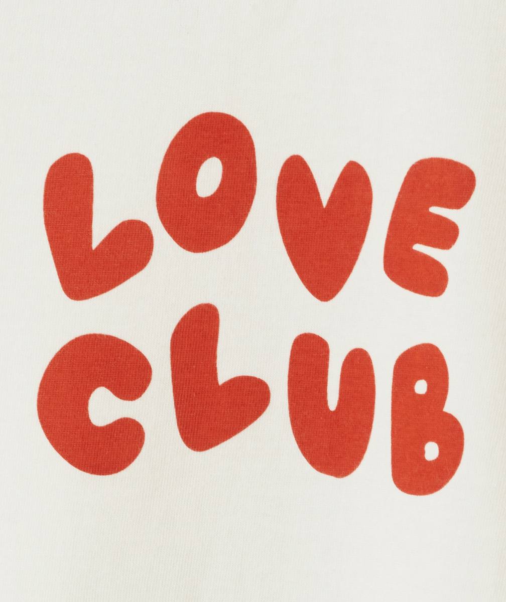 t-shirt bébé fille en coton bio blanc avec message love club rouge