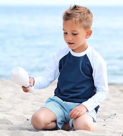 Petit Crabe Badeshirt - Raglan - UV50+ - Blue/White