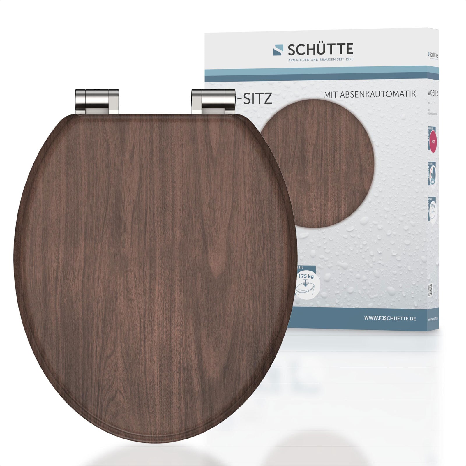 SCHÜTTE WC-Sitz Dark Wood Kratzfest Absenkautomatik MDF