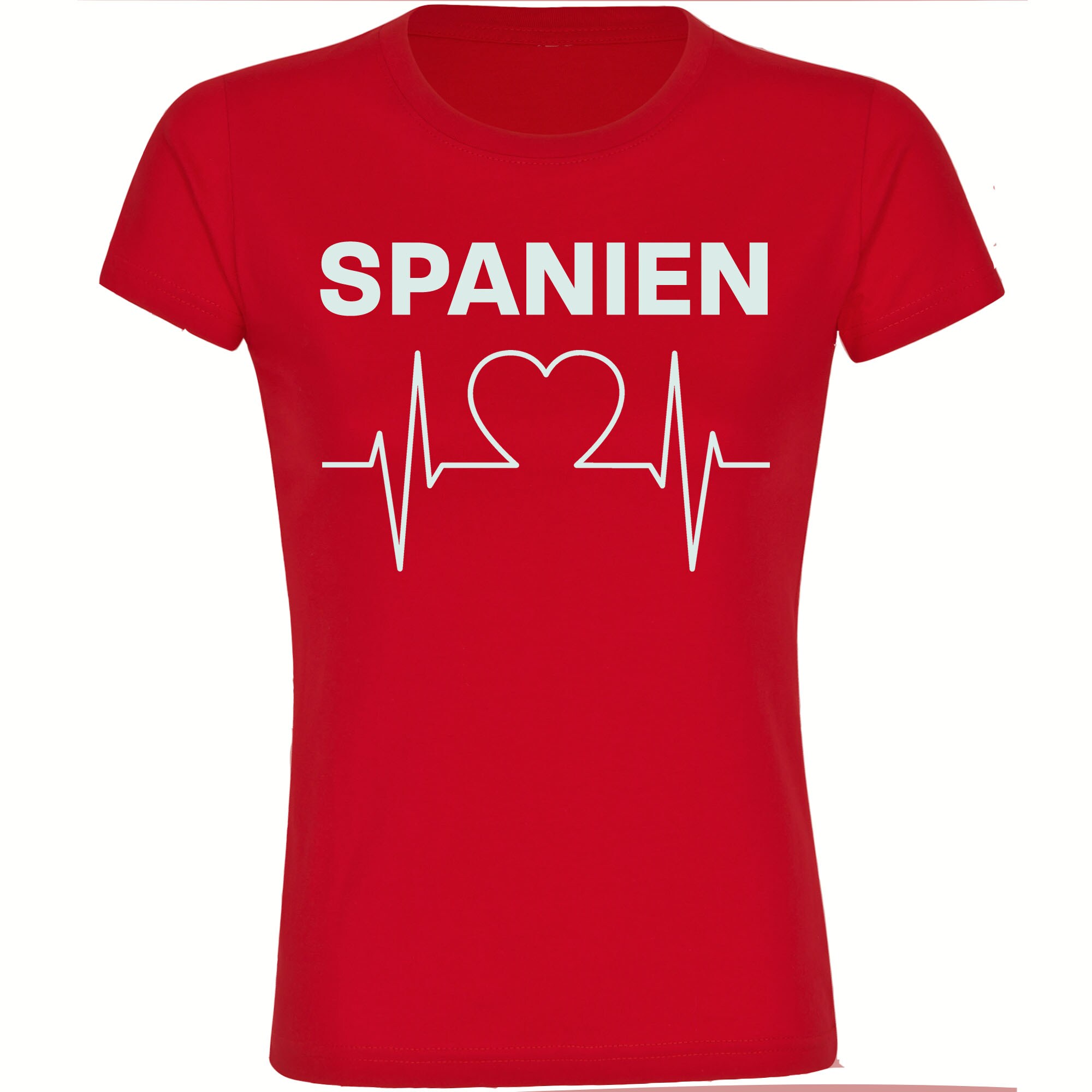 multifanshop® Damen T-Shirt - Spanien - Herzschlag - Druck weiß