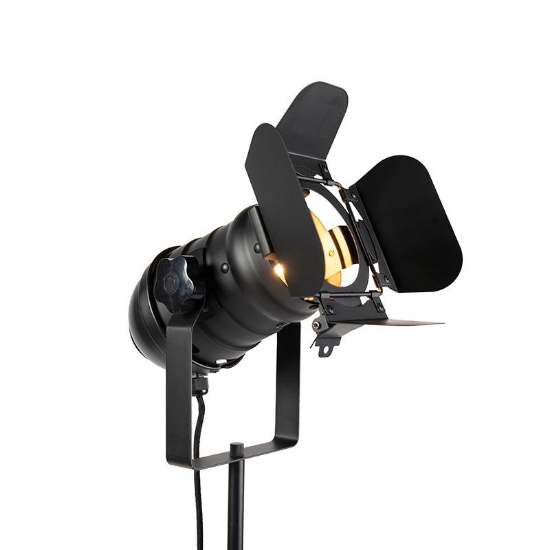Industriële vloerlamp zwart kantelbaar - Movie