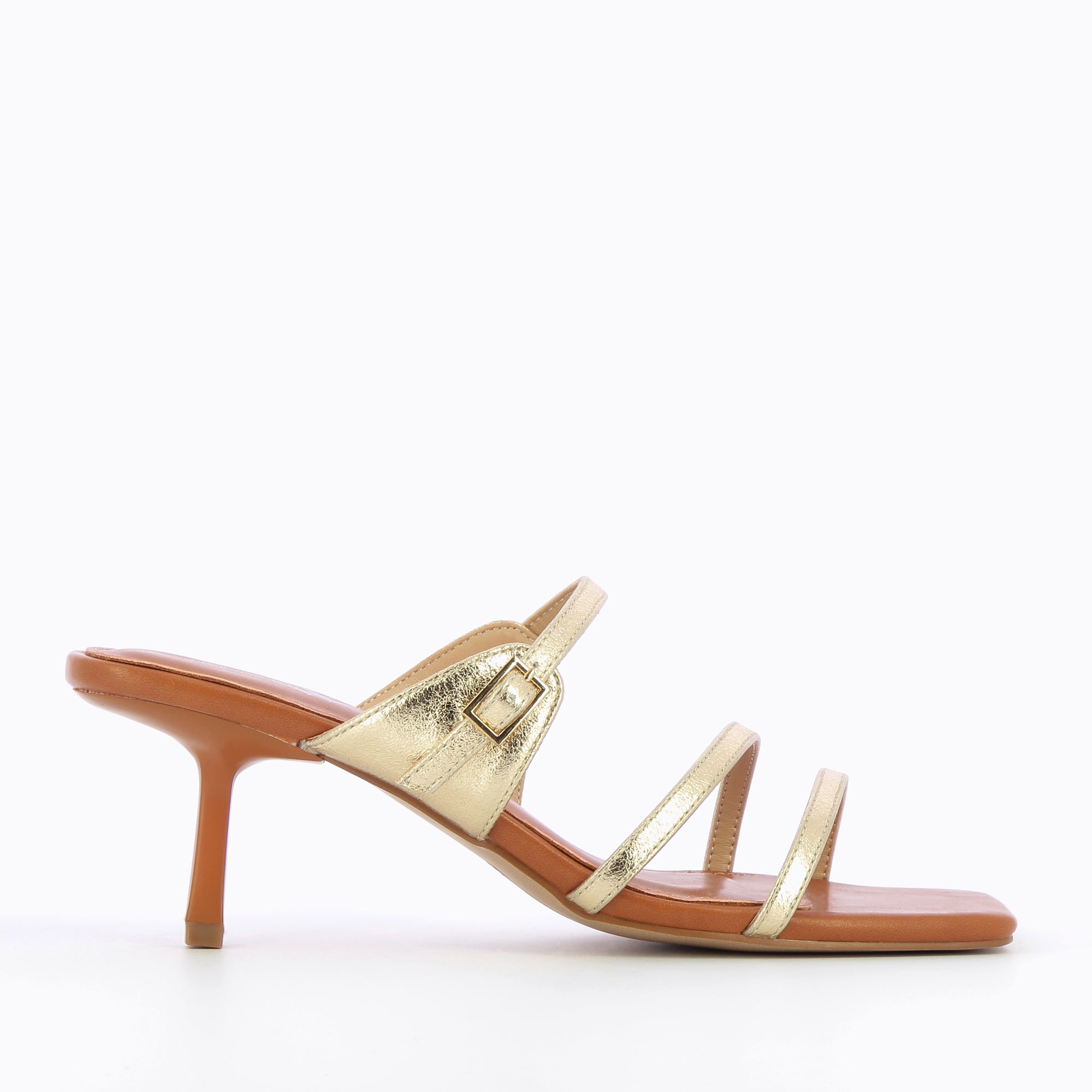 Sandales à talon, Compensées-Mules kitten heel Axelle or