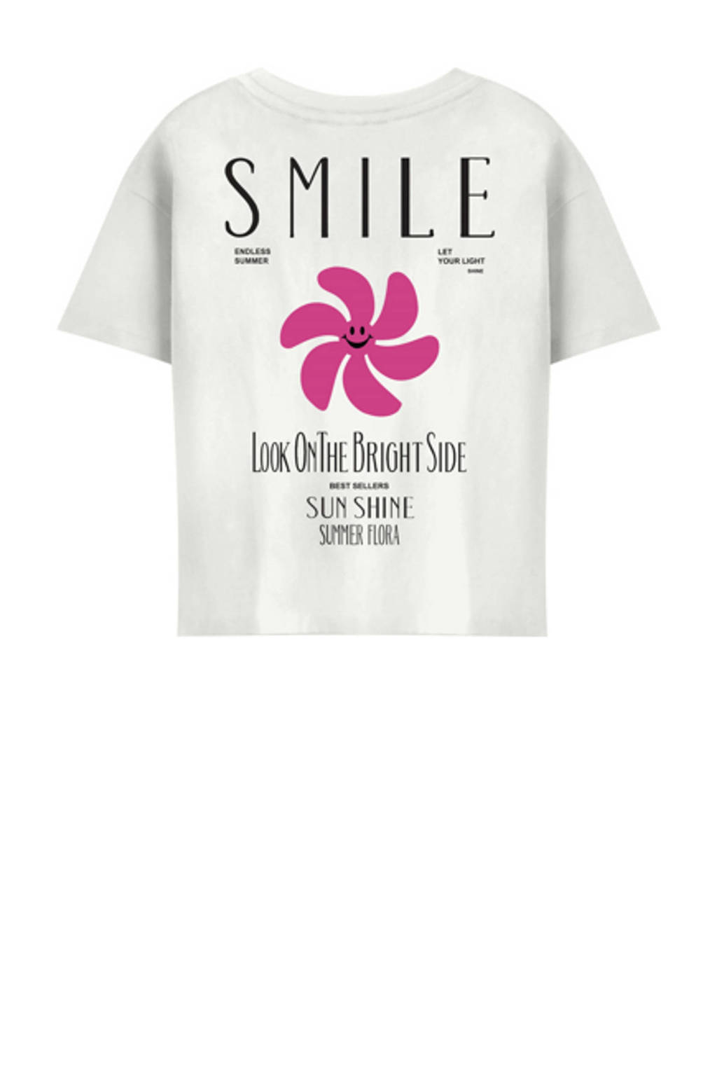 ONLY T-shirt KOGSUN met backprint wit/zwart/fuchsia