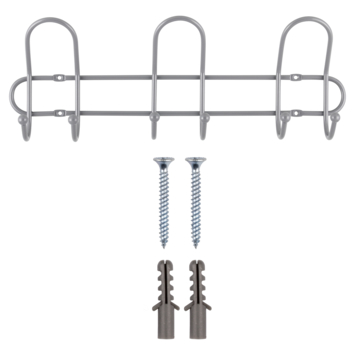 OK kapstok 6 haken Astrid grijs zamak 392 mm