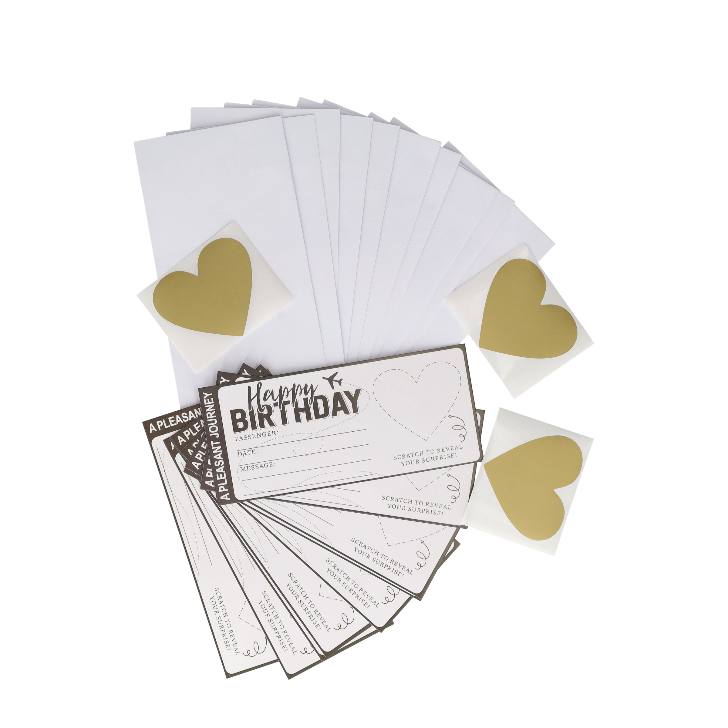 (10er Set) Überraschungs Reise Rubbel Karte zum Beschriften DIY Suprise Boarding Pass Rubbellos Geschenkidee inkl. Umschlag