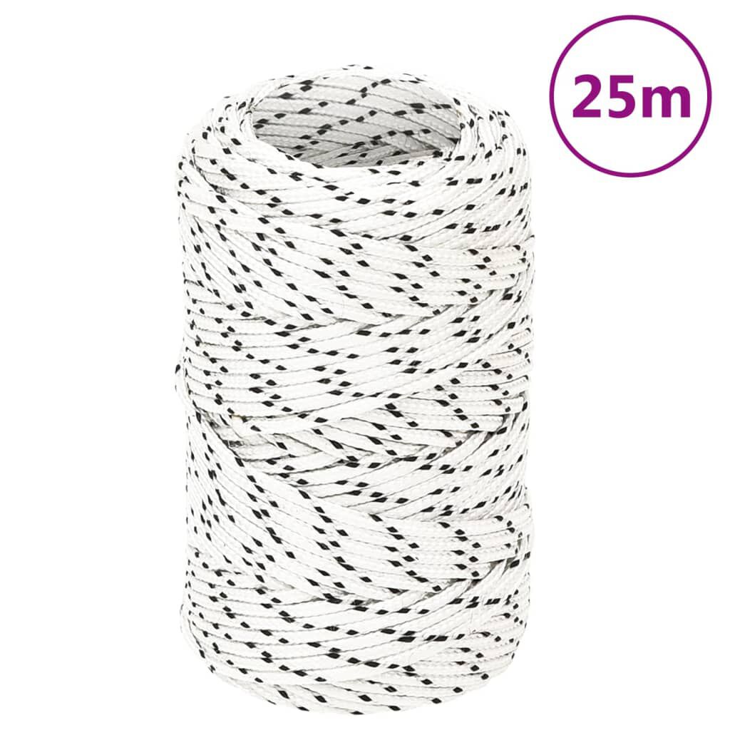 vidaXL Gevlochten zeiltouw, wit, 2 mm x 25 m, polyester