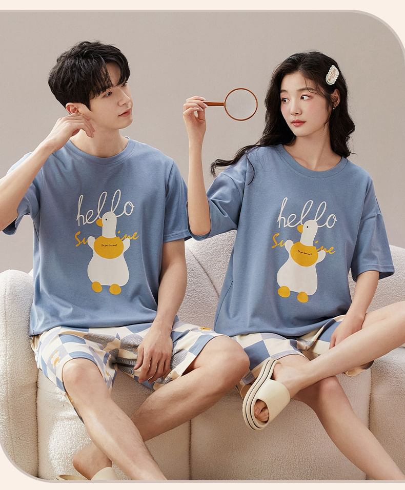 Lion Sniff - Koppel bijpassende cartoon print pyjamaset