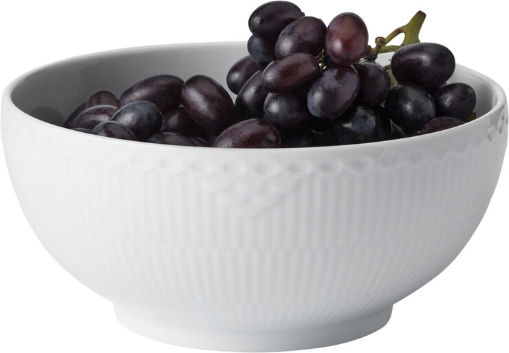 Royal Copenhagen HVID RIFLET HALVBLONDE SKÅL 18 CM Hvid