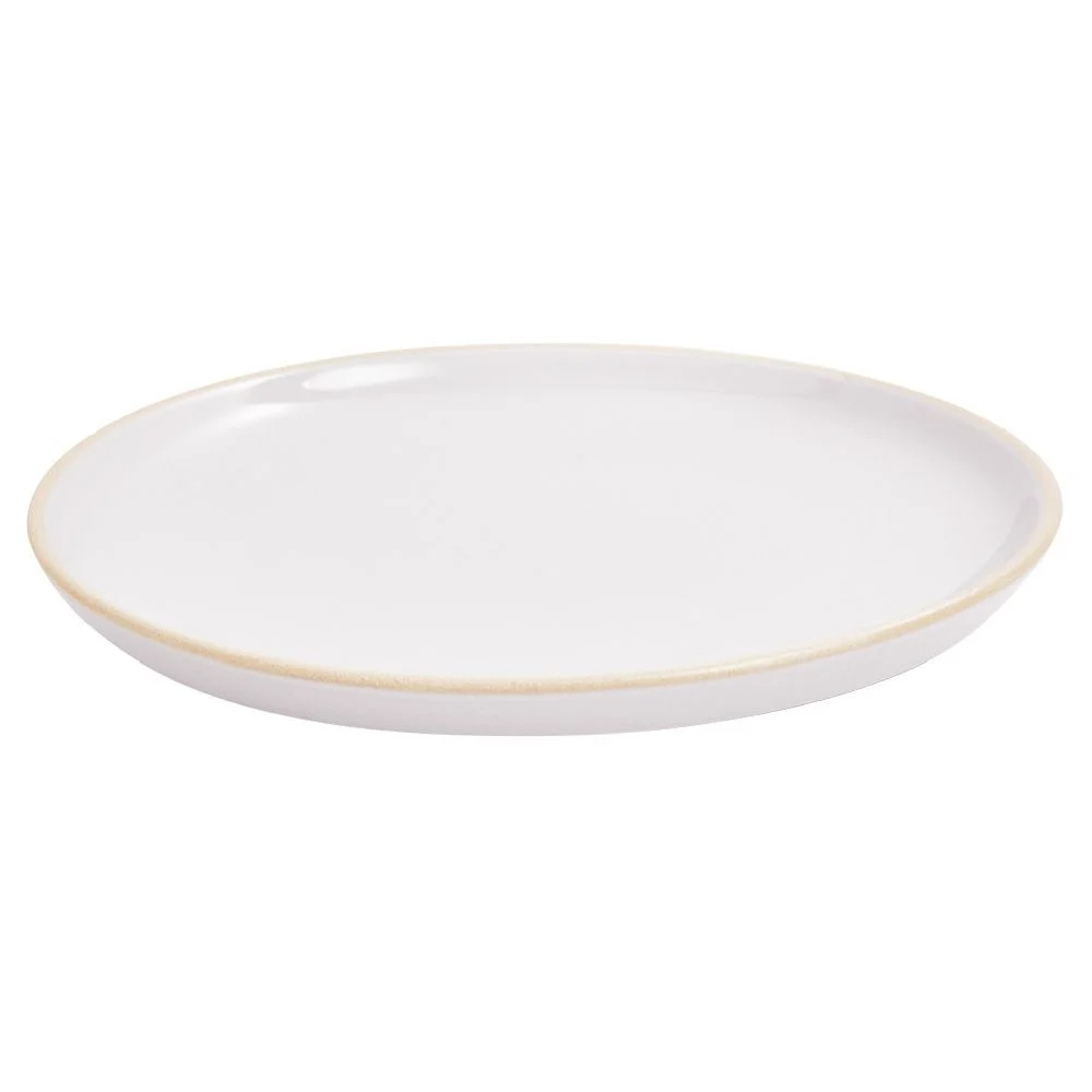 Assiette à dessert faïence gris avec liseré crème