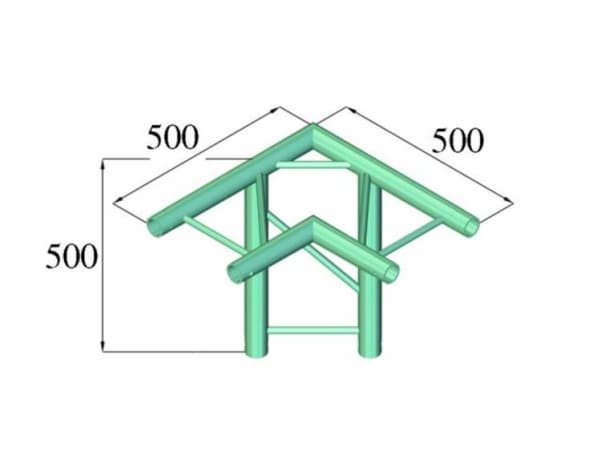 Alutruss BILOCK BQ2-PAL31H 2-punkts traverse 3-vejs-hjørne 90 °