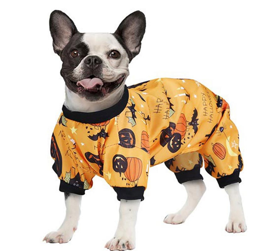 Fantasia de pijama de abóbora feliz para cachorro