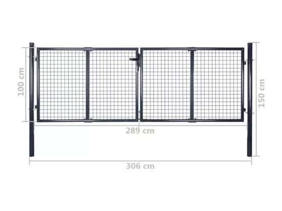 Portail en maille Acier galvanisé 289x100 cm Gris