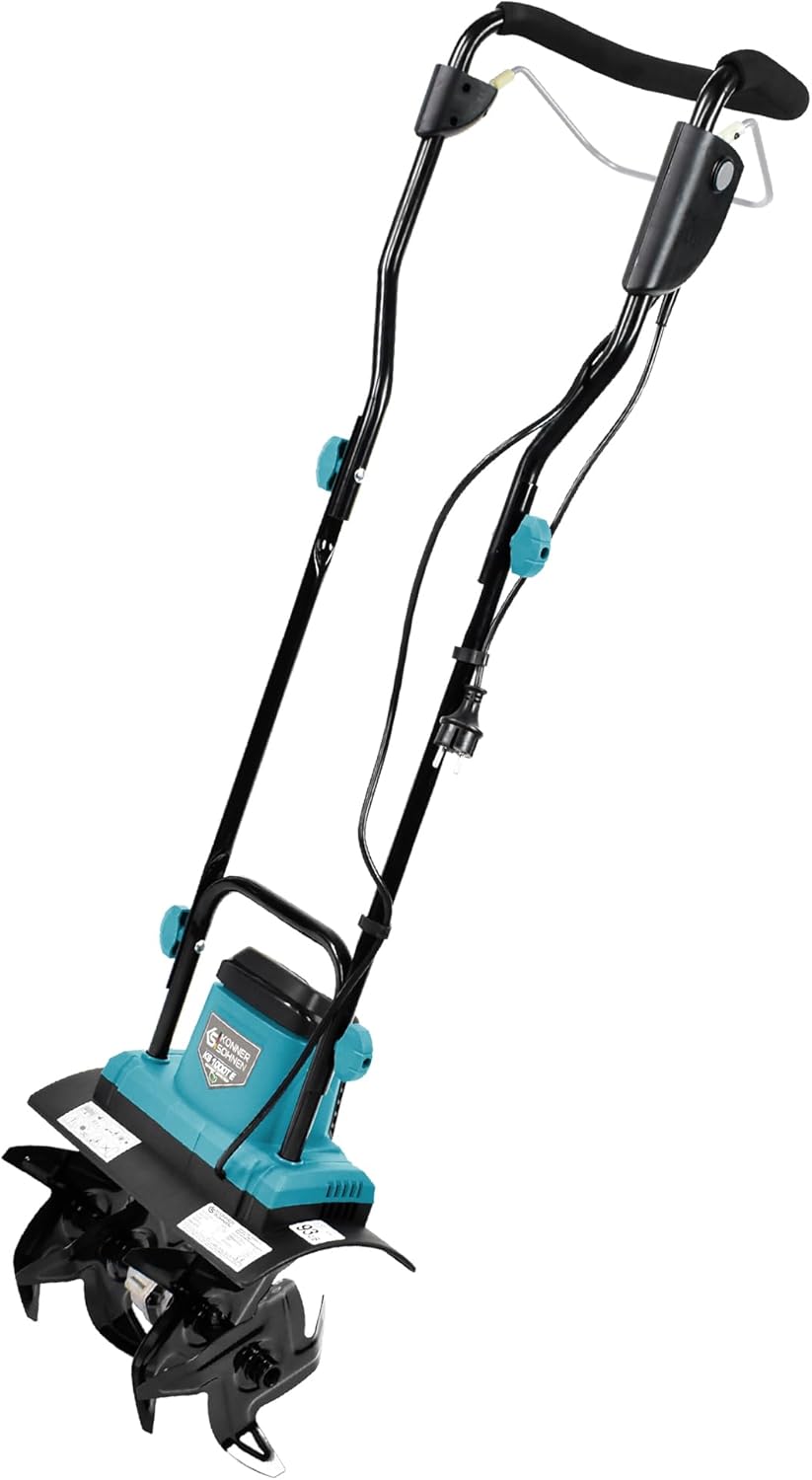Könner & Söhnen KS 1000T E Elektro-Bodenhacke, Stake Metallfräsen, 36 cm Arbeitsbreite, bis 22 cm Arbeitstiefe, 1000 W, 230 V, 8 kg, Gartenfräse für Hofgrundstücken, Blumen- und Gartenbeeten