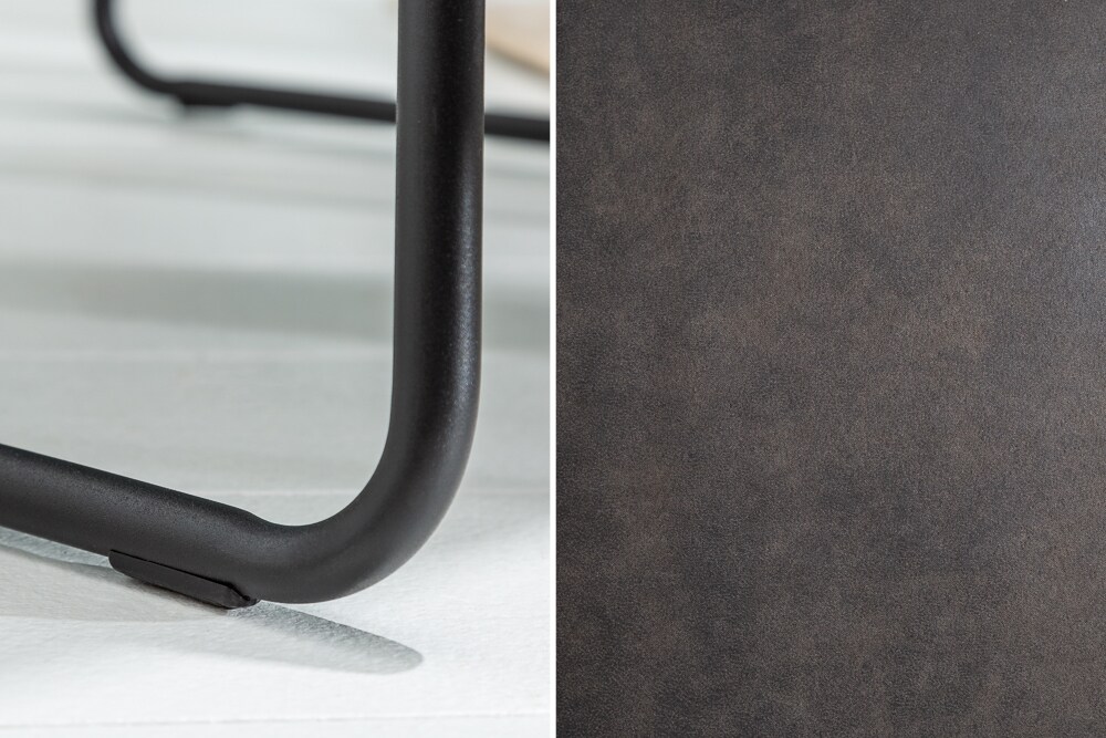 riess-ambiente Stuhl MUSTANG - antik grau Microfaser mit Armlehne