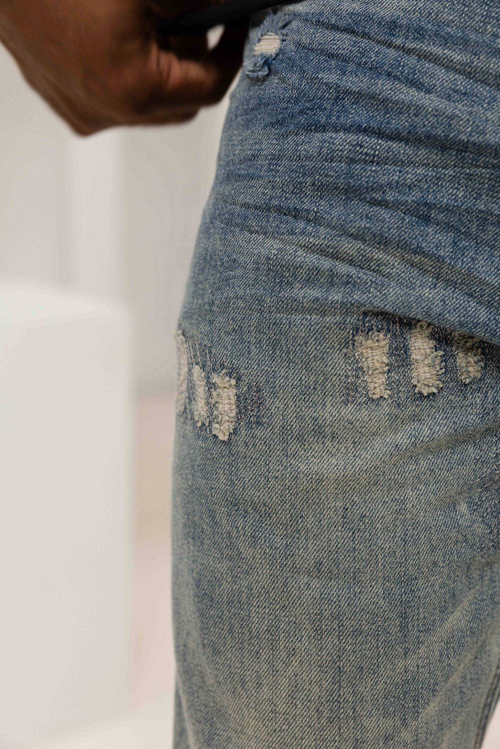 Black Bananas Straight Stitched Denim Broek Heren Blauw