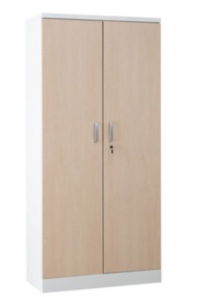 PROREGAL Beetle archiefkast met 4 legplanken, afmetingen (H x B x D): 195 x 92 x 42 cm, wit & esdoorn