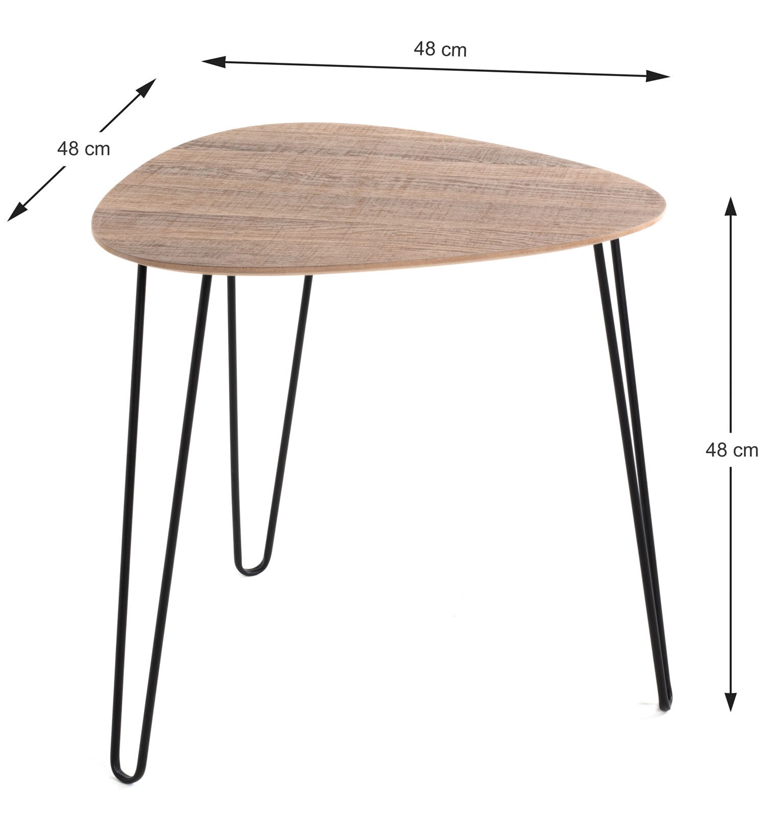 Beistelltisch BOLOGNA1 48 cm schwarz/ Eiche