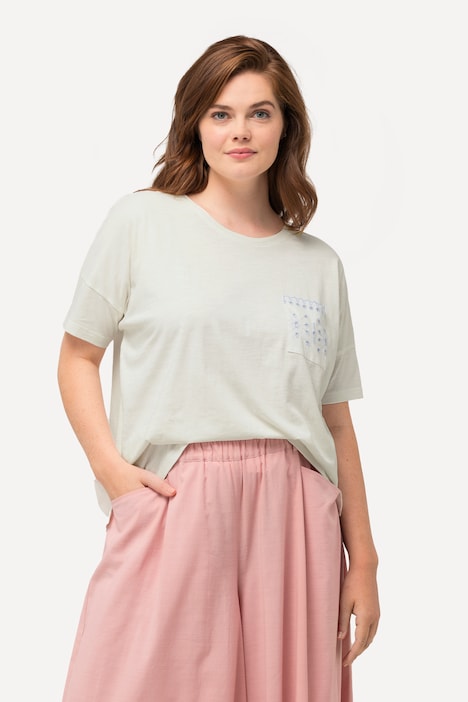 T-Shirt, Spitzentasche, Rundhals, Halbarm, Biobaumwolle