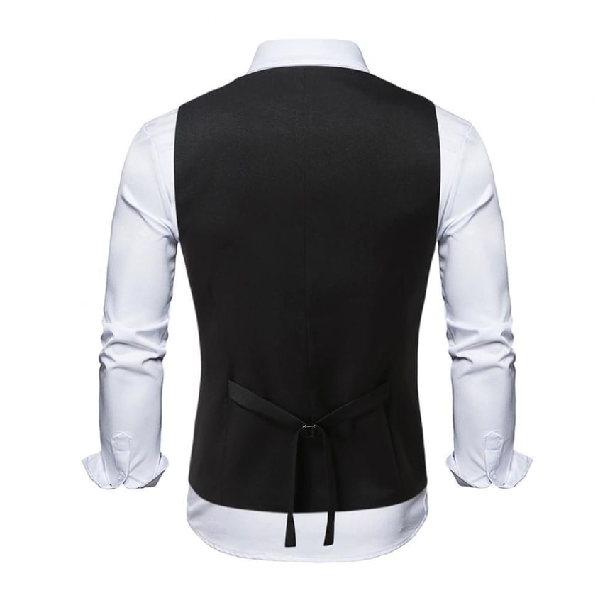 Lefitt - Peak Lapel Plain Double-Breasted Vest